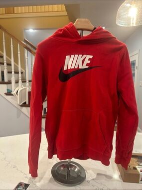 Nike Red Crewneck Hoodie with Black Swoosh